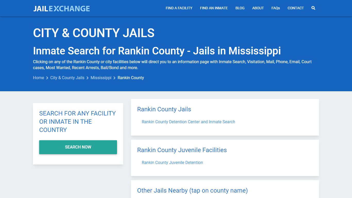 Inmate Search for Rankin County | Jails in Mississippi - Jail Exchange