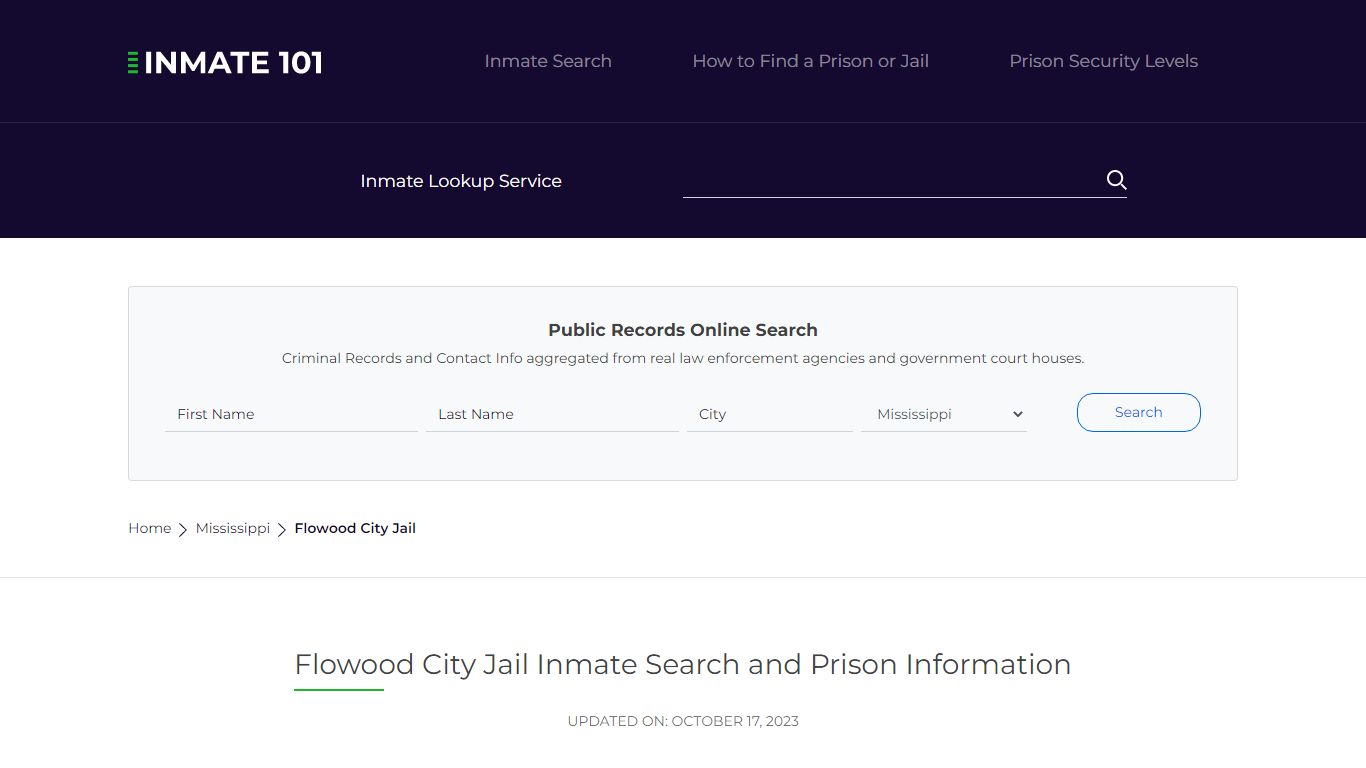 Flowood City Jail Inmate Search and Prison Information